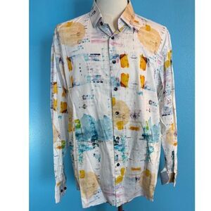 X STEELO 100% Cotton Abstract Print Long Sleeve Shirt, Extra Buttons 3XL